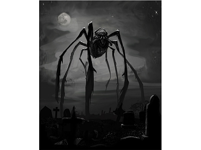 Spider concept blackwhite concept art illustration spider сemetery