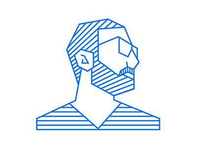 self portrait illustration blue bold flat geometric icon illustration lines minimal portrait self