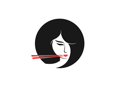 sushi restaurant #2 emblem french geisha icon illustration japanese logo monogram restaurant sushi woman