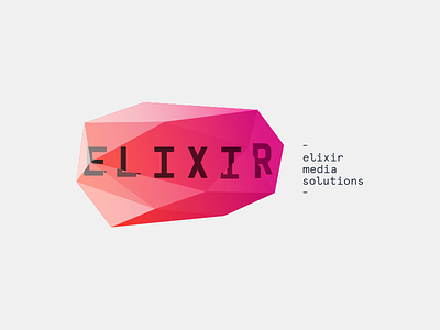 Elixir Media Logo branding elixir glass glitch gradient identity logo stone