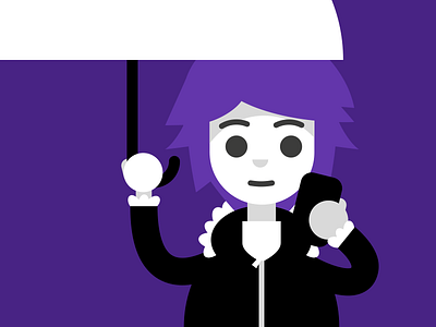 Purple Girl character girl illustration phone purple umbrella vector