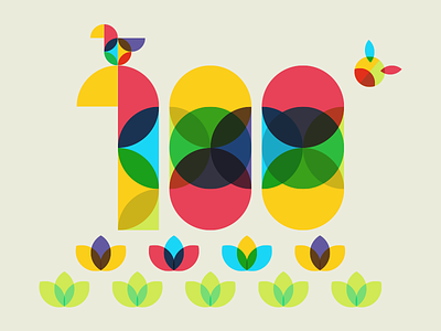 Thanks 100 bee bird flowers followers grass numbers spring thanks type vector