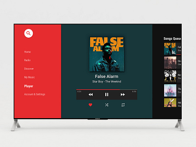 Android TV Music player android app concept design music player tv ux ui