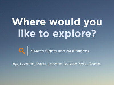 Where would you like to explore? blue contrast flight orange search travel