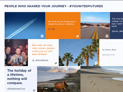 Social tiles blue contrast flight orange search social travel