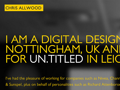 Personal website V2 gill sans personal portfolio typography yellow