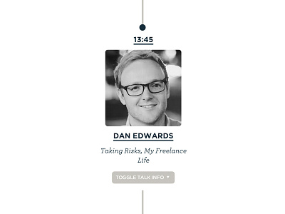 The Business of Web Design - Speaker / Event Timeline blue event speaker timeline white