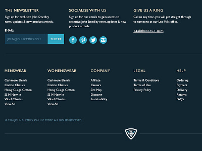 Dark blue eCommerce Footer