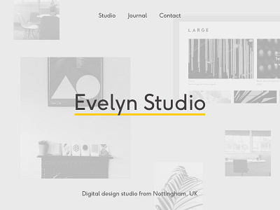 Evelyn Design – digital design studio hero image agency duotone geometric greyscale monochrome sans yellow