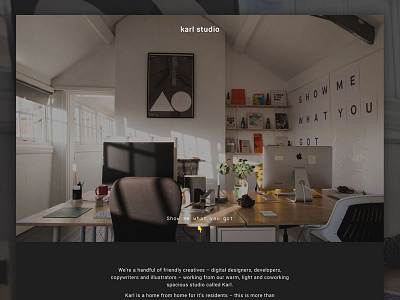 Karl Studio website coworking greyscale maison neue monochrome one page responsive studio