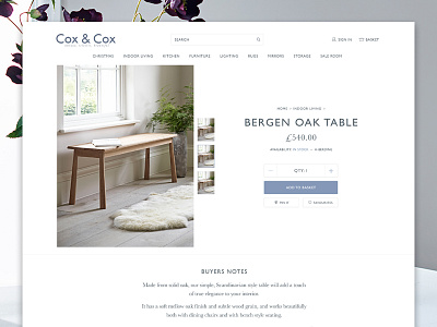 Cox & Cox Product page blue clean ecommerce fashion furniture gill sans magento minimal