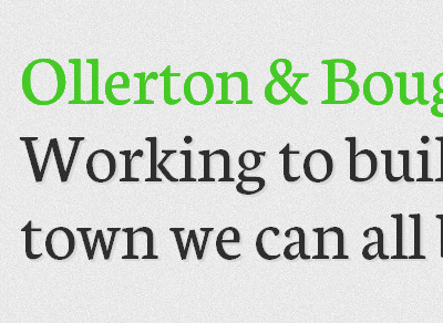 Ollerton & Boughton Council Typographic Strapline colour heading text texture typography