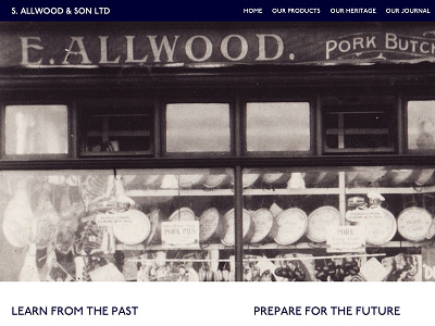 Allwoods Butchers, Heritage page blue butchery heritage history responsive wordpress