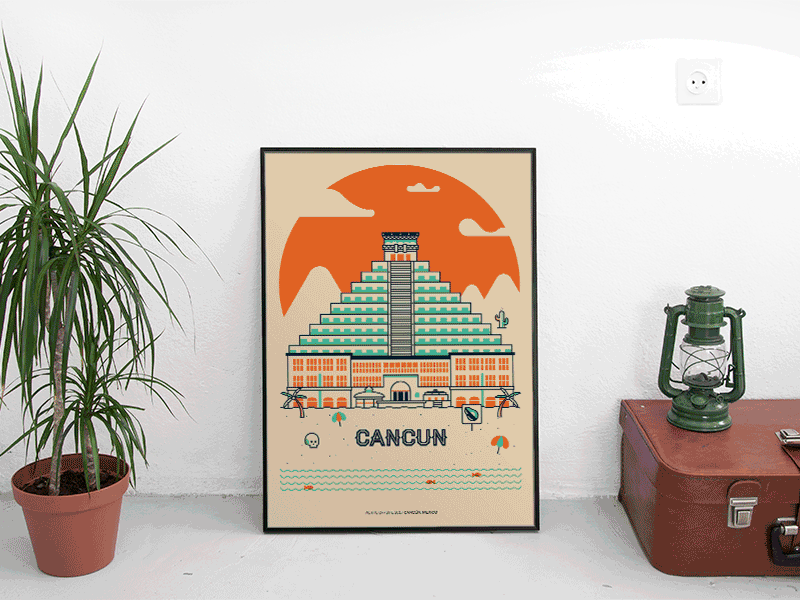 Cancuuuun! cancun color design draw illustration mexico offsite party pyramid shapes vector