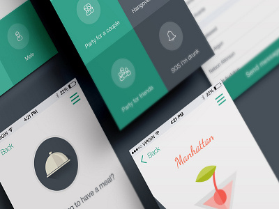 Smart Bartender - App for iPhone app application cocktails design flat flat design interface ios iphone mobile app ui ux
