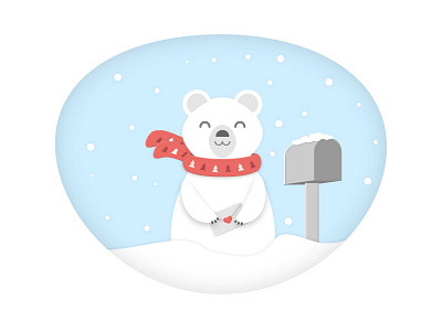 Happy Holidays! bear christmas illustration letter mailbox material new year polar bear winter