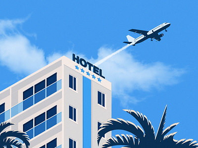 Illustration for webinar registration graphic design hotel illustration palm tree plane