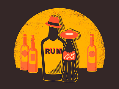 Rum And Cola T-shirt Print alcohol art bar bottle cola graphic illustration rum vector