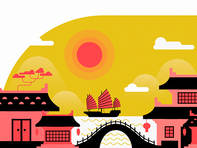 Oriental Illustration asia chinese east flat graphic illustration oriental vector