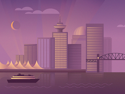 Vancouver bay boat bridge building city design gradient graphic illustration ocean vancouver yacht