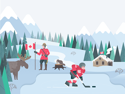 Canada Illustration canada elk forest hockey illustration mountains nature outdoors winter