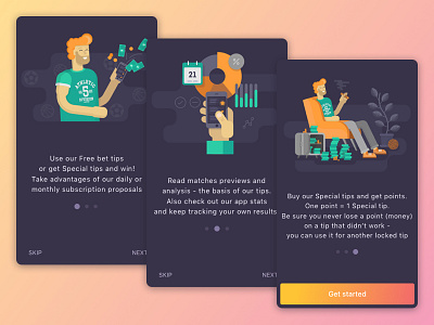 Onboarding Screens for iOS App Tipsta apple app，ux，ui，ios，iphone design how it works interface mobile onboarding screens