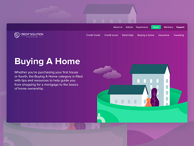 Hero image for an article about buying a house colorful gradient header hero hero image homepage icon illustration landing page purple web