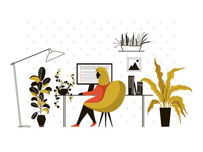 Illustration of a Working Process comfortable design flat graphic art illustration icon outline job modern room work