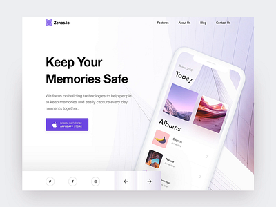 Photo app landing page dark ui hero image landing page light ui photo app ui web design website