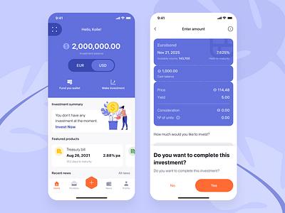 Financial Mobile App app dashboard financial mobile orange purple ui
