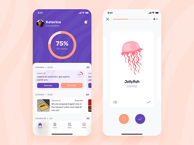 Learning Language Mobile App app cards dashboard language learning mobile progress ui