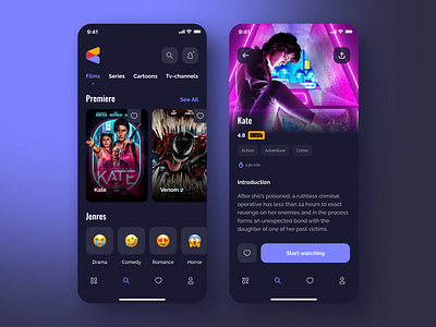 TV App mobile movies series tv ui