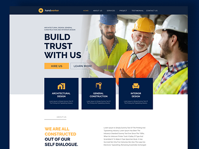 Handworker - Landing Page Webste Contruction contruction design home interior layouting orange ux web website website builder