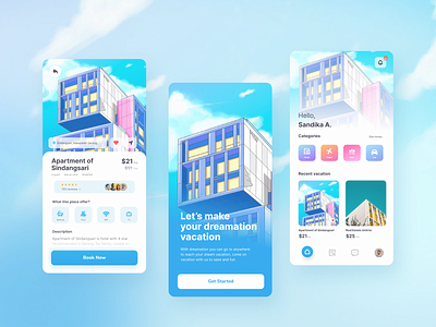 App Vacation Hotel and Fly Booking app bath boking book branding design dream estate fly graphic hotel illustrator pool real reservation tv ui ux vacation wifi