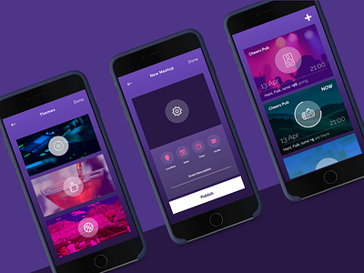 Meetup App 2018 design gradient logo purple ui ux vector