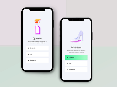 Quiz App apple cinderella color design drawing fun illustration mobile mobile app pastel quiz simple social ui uiux ux vector white work