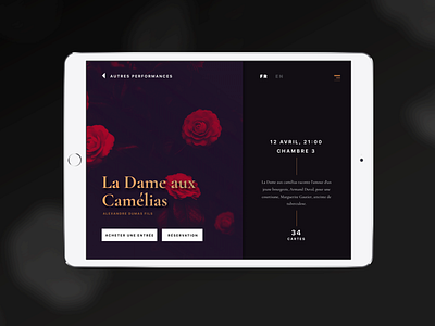 The Lady Of The Camellias design floral ipad literature simple swan lake tablet typography ui ux