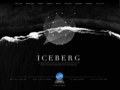 Experimental Planets app black and white brand constelation design desktop futuristic galaxy identity neptune planets simple solar symbolism typography ui ux vector