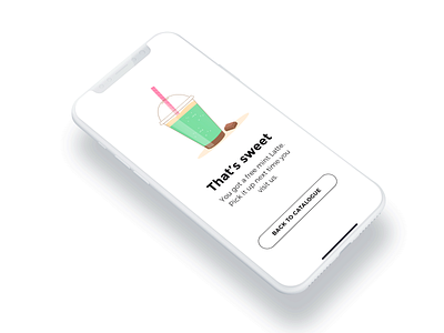 Prize Screen apple clean coffee cute design fun illustration iphonex milkskhake minimal mint mobile sketch ui ui deisgn ux