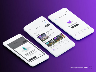 Booking App - In Progress airbnb animation booking design fun gradient illustrator interactive intuitive minimal minimal app design mobile project property purple simple sketch ui ux vector