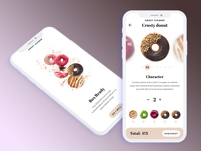 Donut app apple art challenge clean colourfull design donut fun gradient intuitive mobile mobile app order seets shopping simple typography ui ux