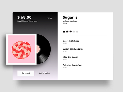 Buy Record app candy clean design desktop fun gradient illustration music record simple typography ui ux