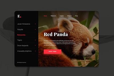 Endangered Species animal app app design biology black brand challenge clean design desktop fun geographic nat geo nature red simple typography ui ux web