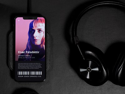 Concert Ticket app apple art challenge clean concert dark dark mode design fun illustration mobile music pink reservation simple typography ui ux vector