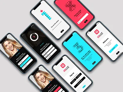 Quiz app- work in progress app appe art blue challenge fun interactive ios iq iquiz live minimal quiz red reward simple ui ux win