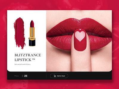 Lipstick Detail Screen app brand challenge clean cosmetics design desktop detail female feminine fun illustration lips online red shopping simple typography ui ux