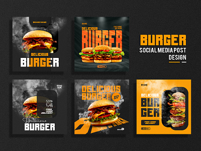 Burger social media post design templates