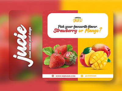 Juice Social Media Post, Banner, Ads Design