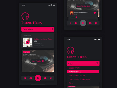 Day 12 - Design Exploration - Music app app concept daily dark design explore interface interface design logo mobile music music app player practice type typography ui ux vector