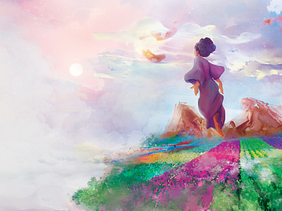 Transcend colorful creative digital painting enviroment illustration inspiration landscape